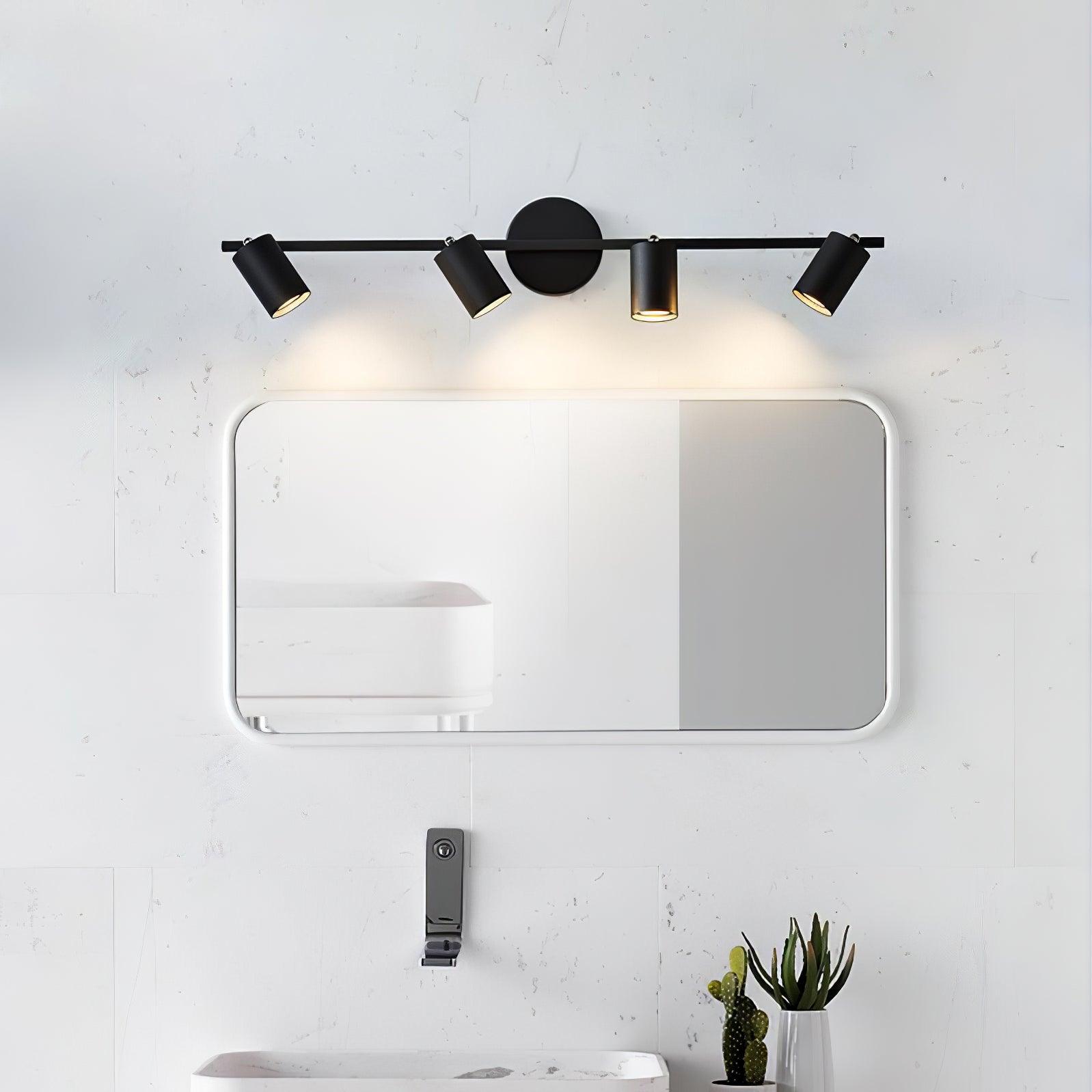 Foco de pared ajustable negro con dos cilindros y dos luces | Ormexis