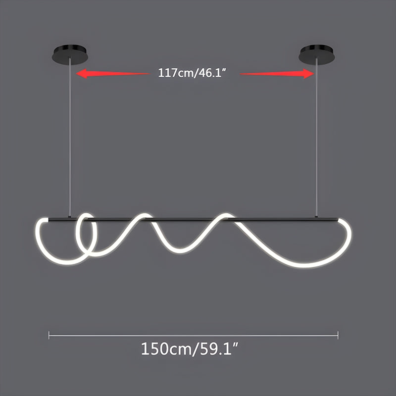 Pendellampe med lang slange for spisestue, moderne LED-armatur