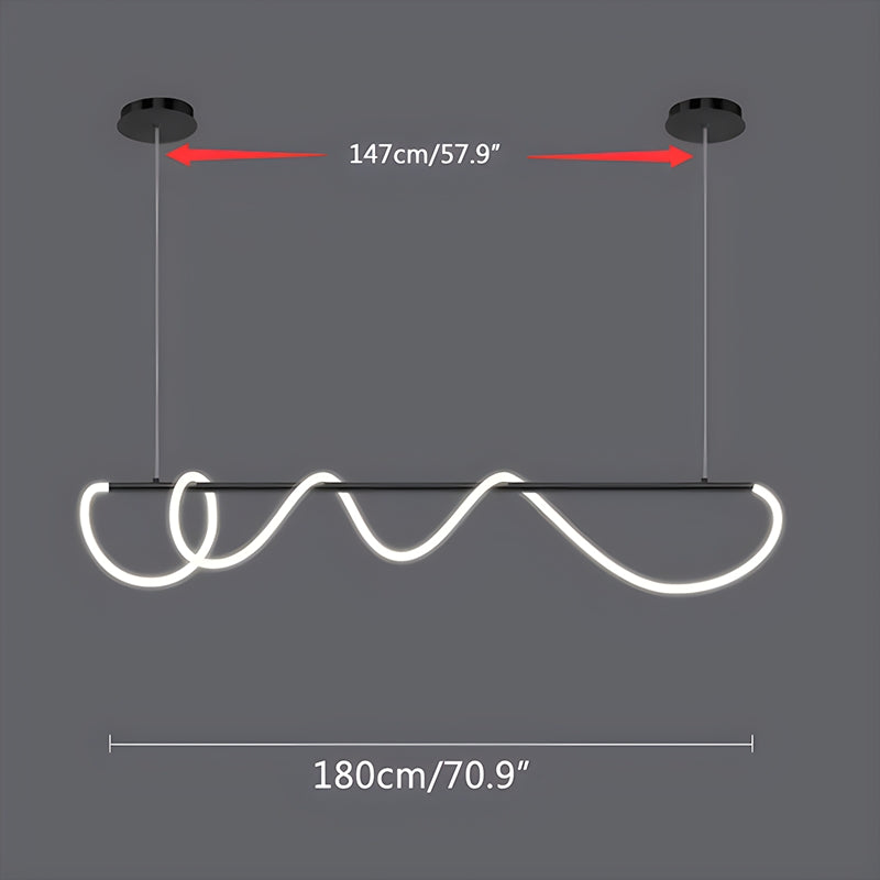 Pendellampe med lang slange for spisestue, moderne LED-armatur