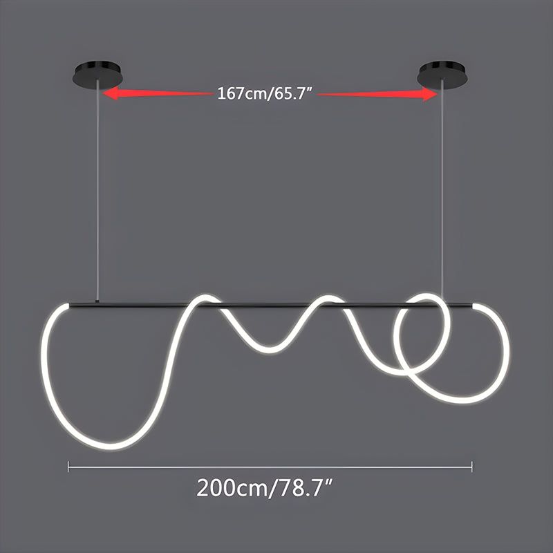 Pendellampe med lang slange for spisestue, moderne LED-armatur