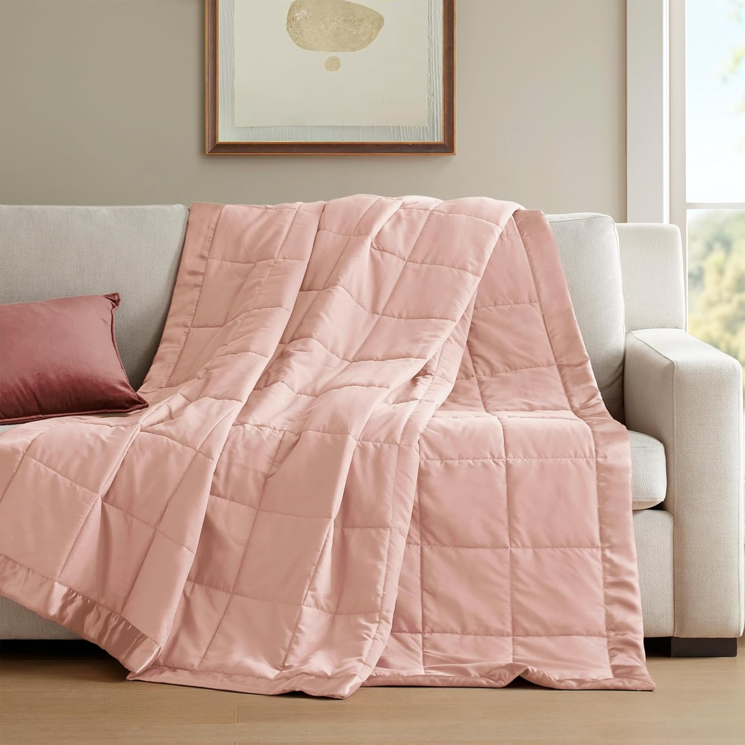 Coperta leggera morbida della collezione Windom con bordo in raso