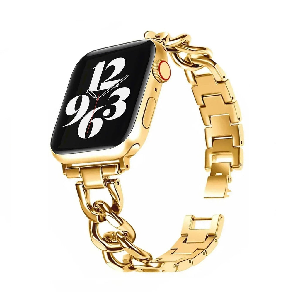 Elegant Gold Stainless Steel Chain Band Compatible With Apple Watch
