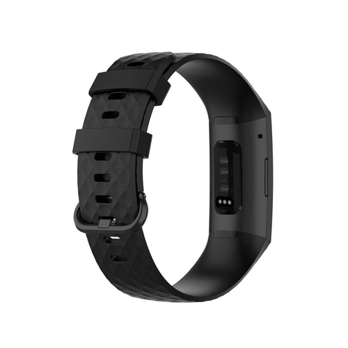Black Silicone Strap For Fitbit Charge 4 Replacement Band