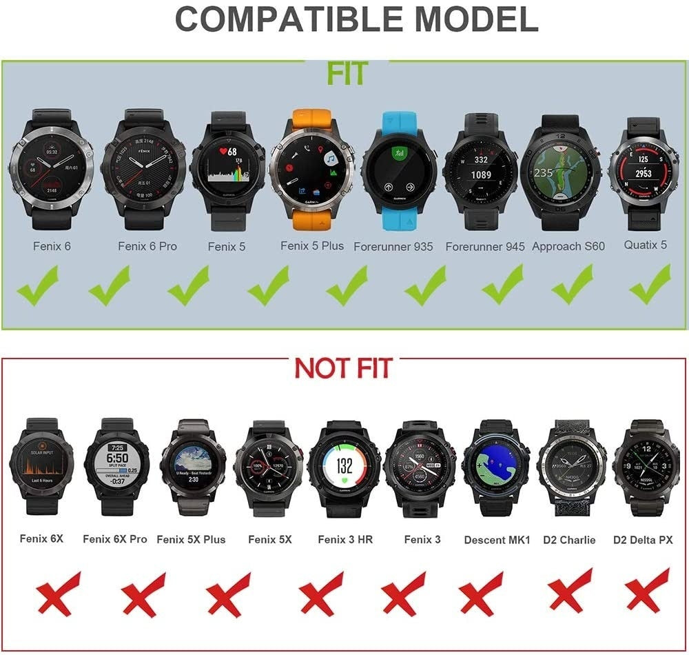 Bracciale Milanese Nero per Orologi Garmin Fenix 5 Plus e 6 Pro