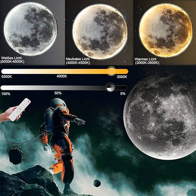 LunaLume Månelampe med realistisk månens overflade til et blidt natlys
