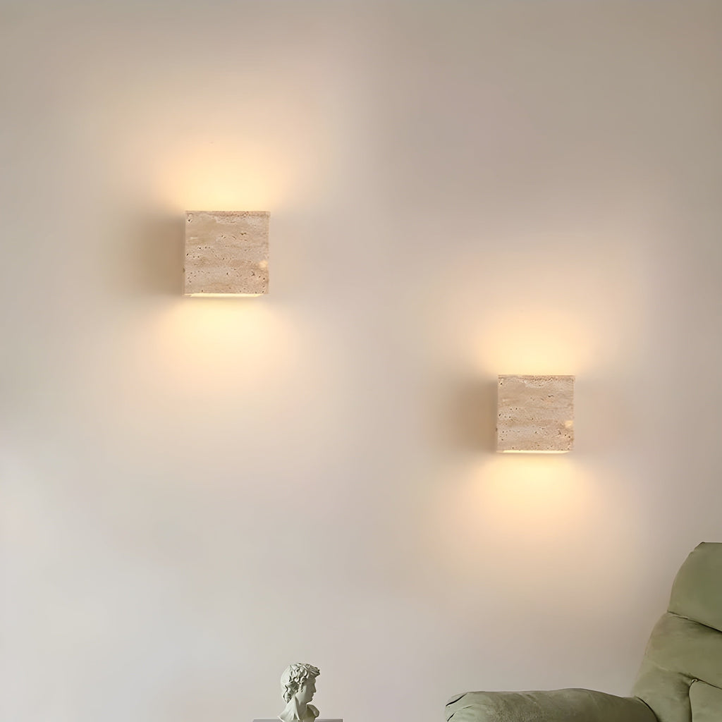 Travertine Cube Wall Sconce | Ormexis
