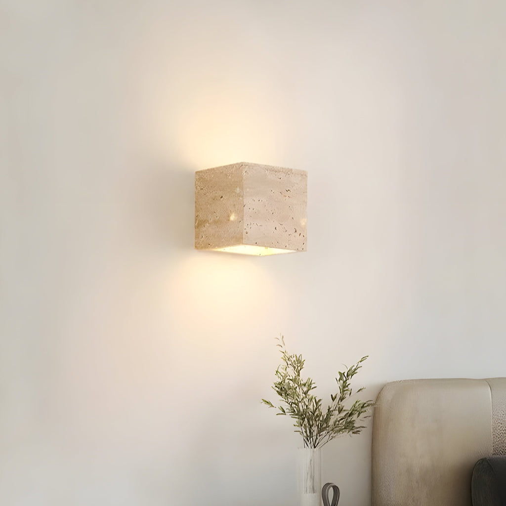 Travertine Cube Wall Sconce | Ormexis