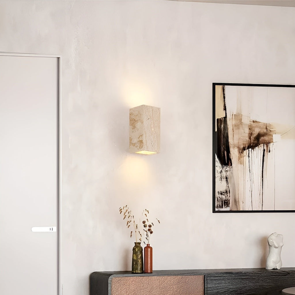 Travertine Cube Wall Sconce | Ormexis