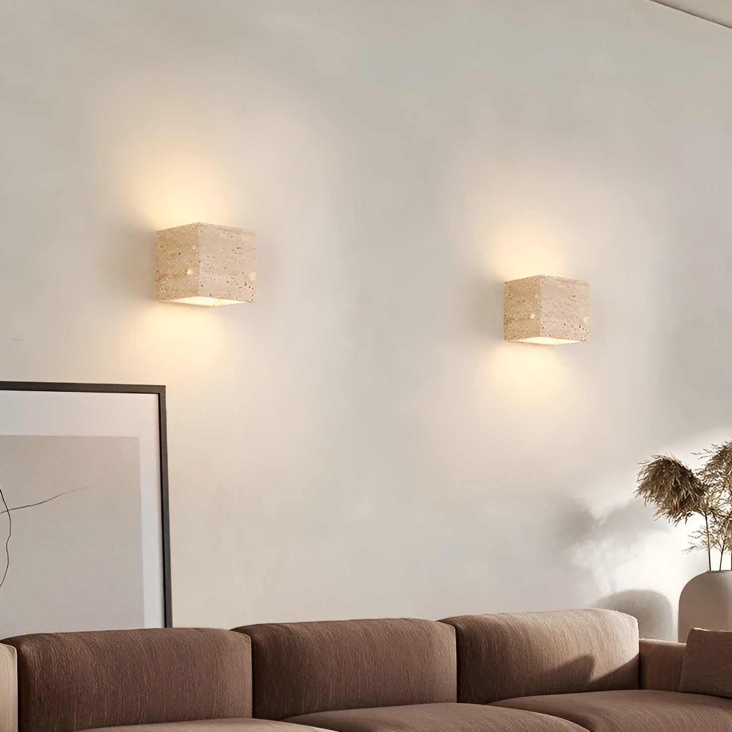 Travertine Cube Wall Sconce | Ormexis