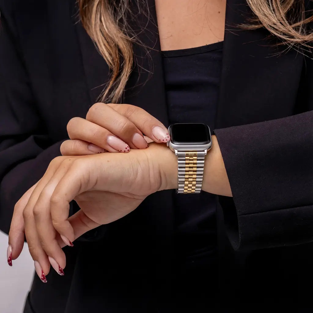 Brățară din oțel premium argintiu sau auriu Jubilee pentru Apple Watch
