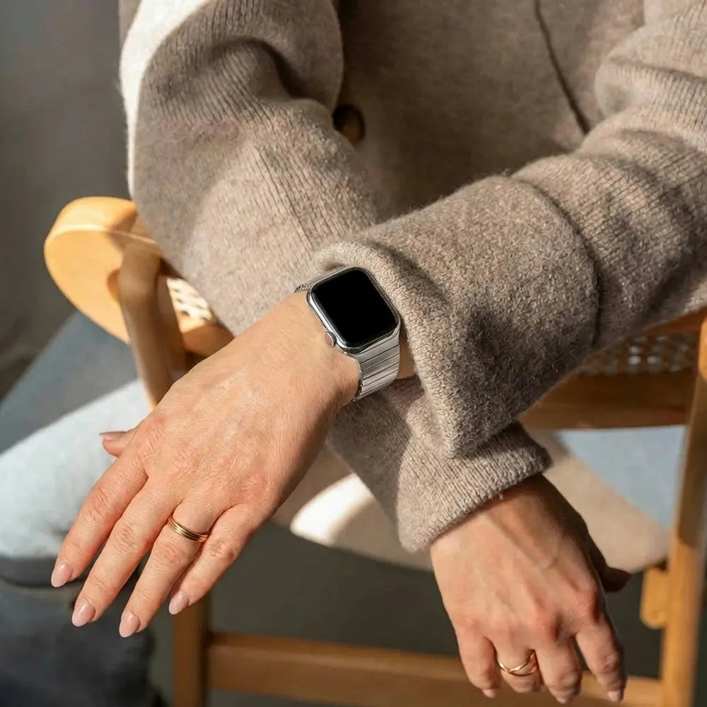 Bracelet élastique argent Apple Watch Bracelet en acier inoxydable