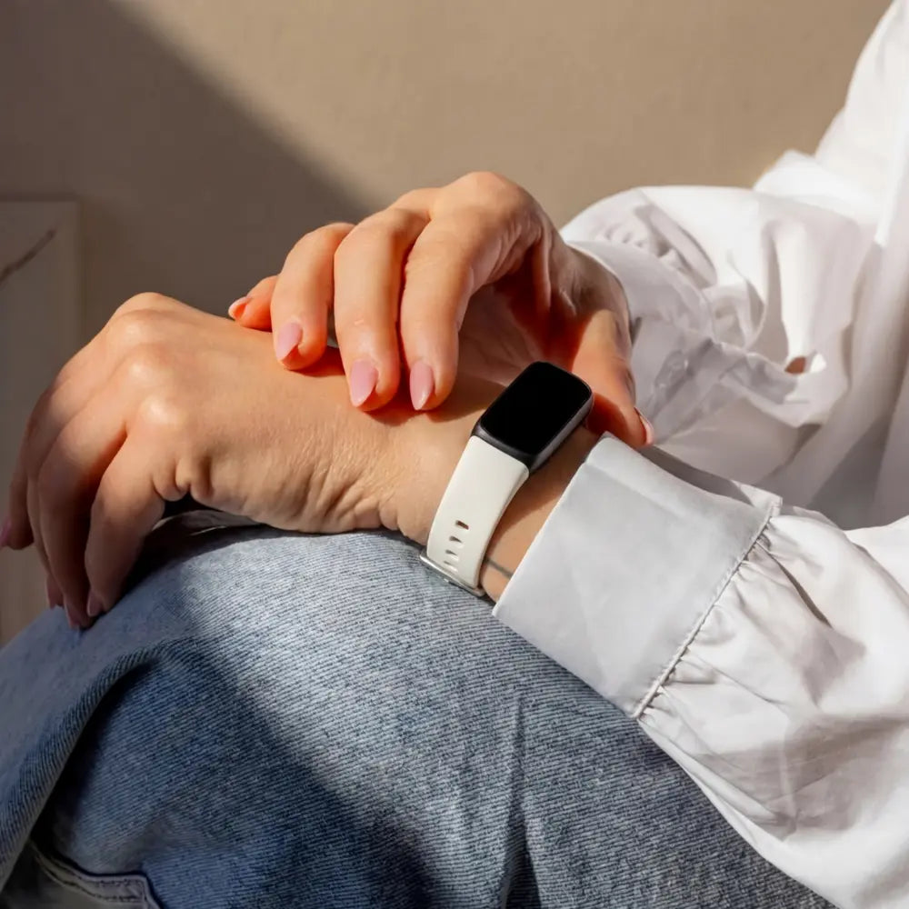 Off White Silicone Strap Replacement Band For Fitbit Luxe