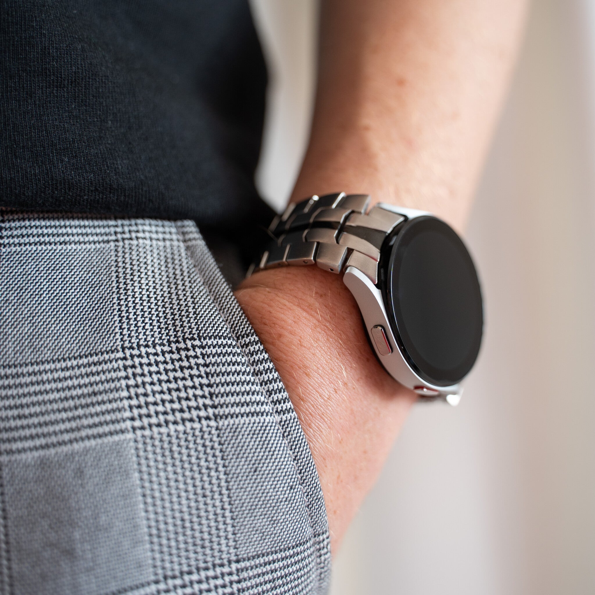 Edelstahlarmband für Samsung Galaxy Watch 6 Classic 47mm Silber und Schwarz