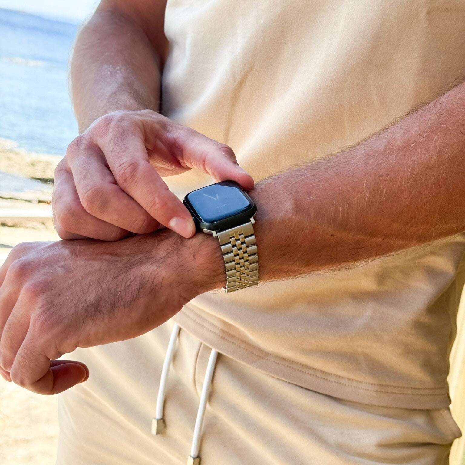 Jubilee rustfritt stål rem for Apple Watch sølv armbånd