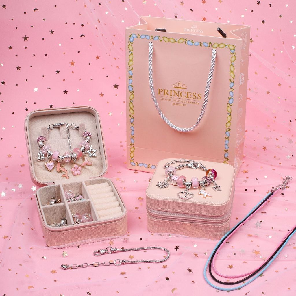 NovaJoy Girls Charm Bracelet Craft Kit For Creative Fun