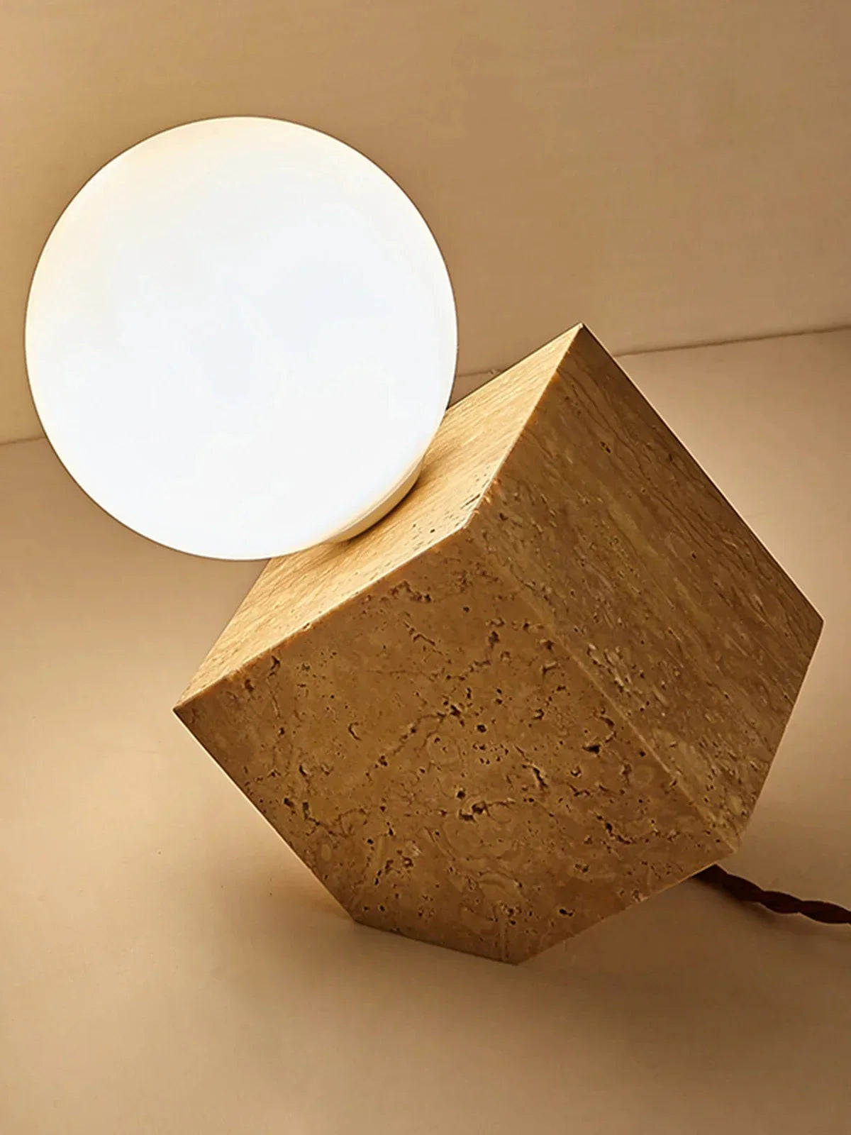 Stone Cube Orb Table Lamp | Ormexis