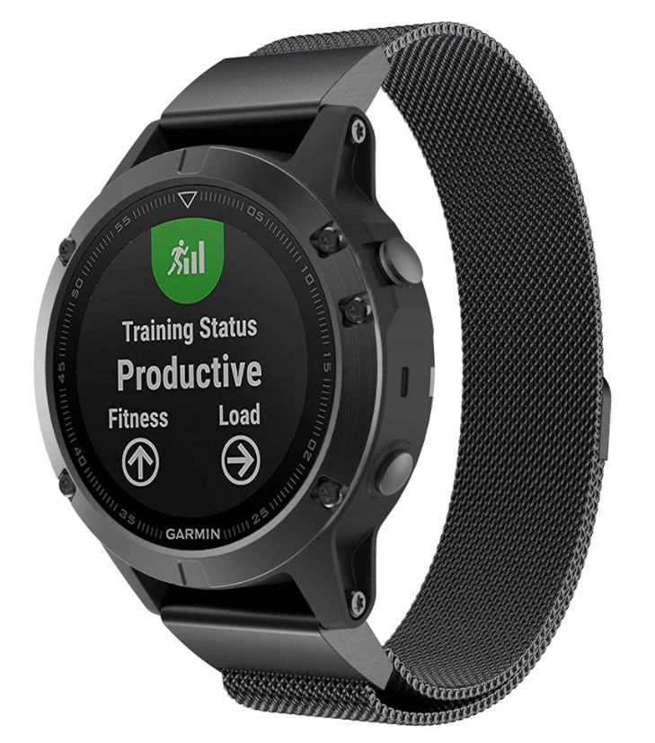 Bracciale Milanese Nero per Orologi Garmin Fenix 5 Plus e 6 Pro