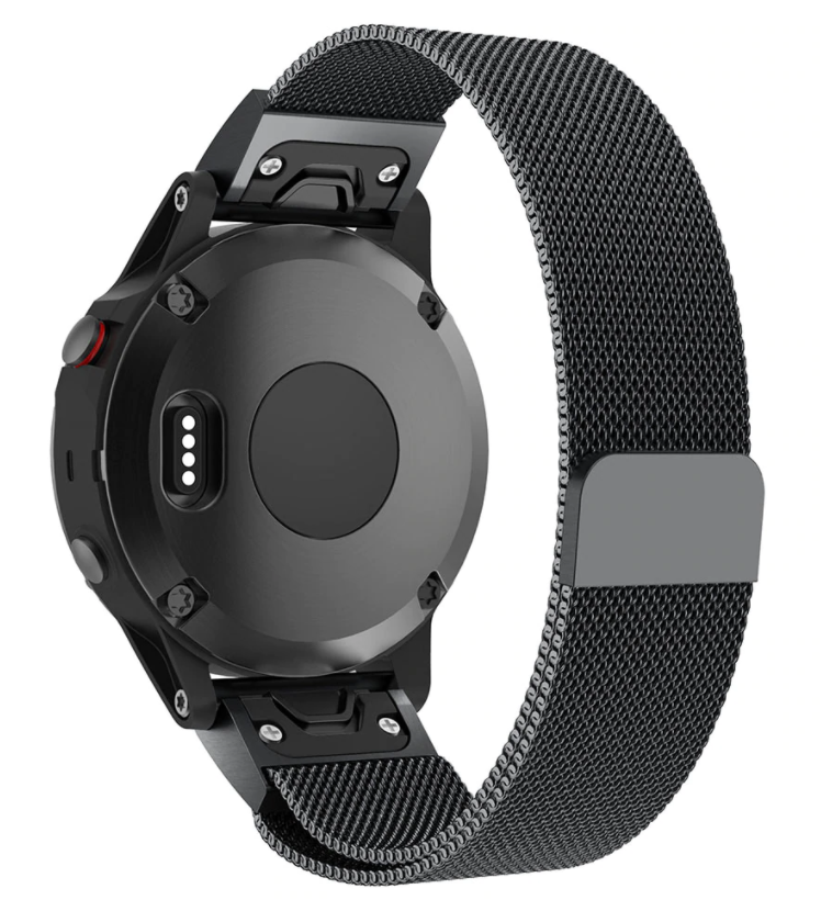 Bracciale Milanese Nero per Orologi Garmin Fenix 5 Plus e 6 Pro