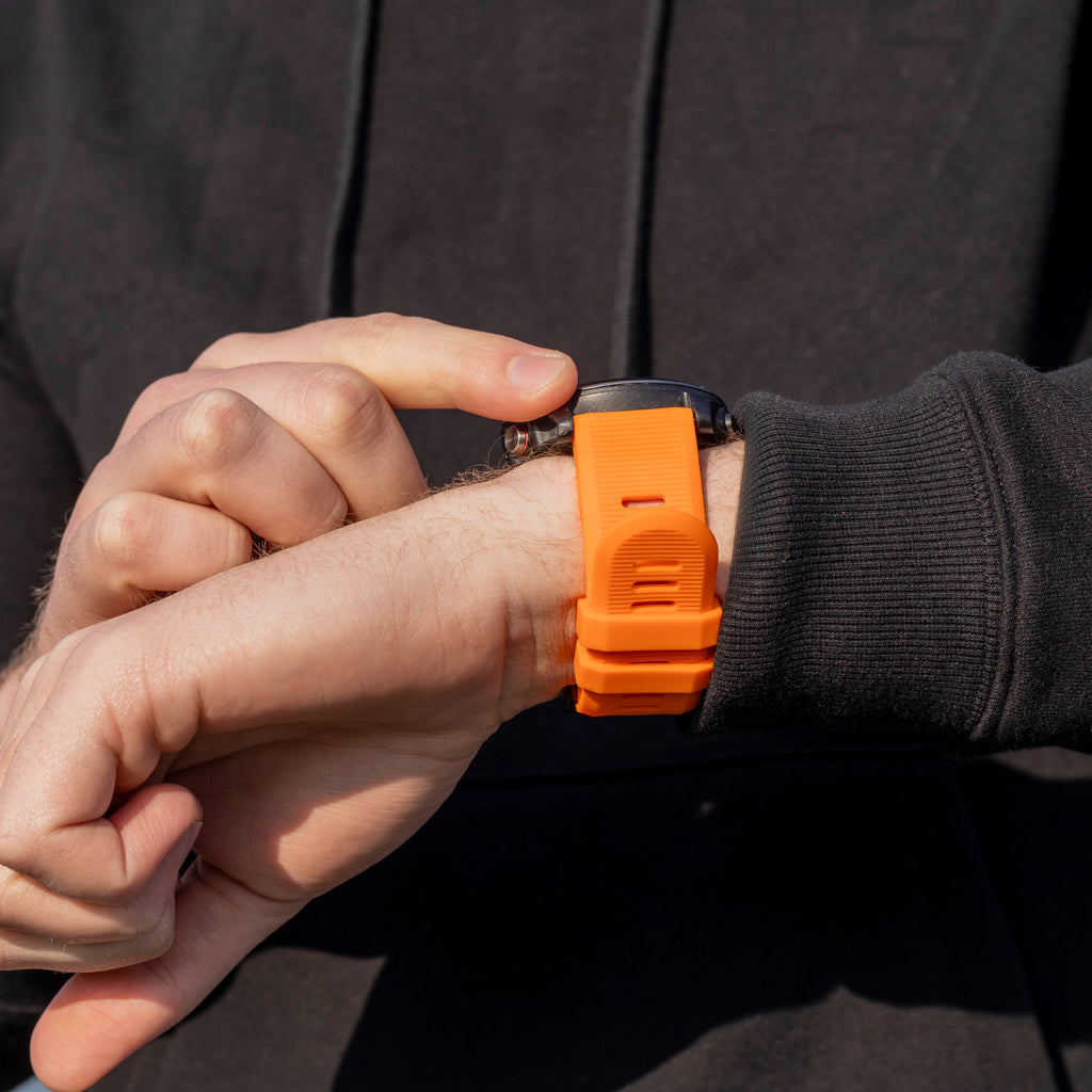 Cinturino in silicone arancione per orologio Garmin Fenix 5x e 6x