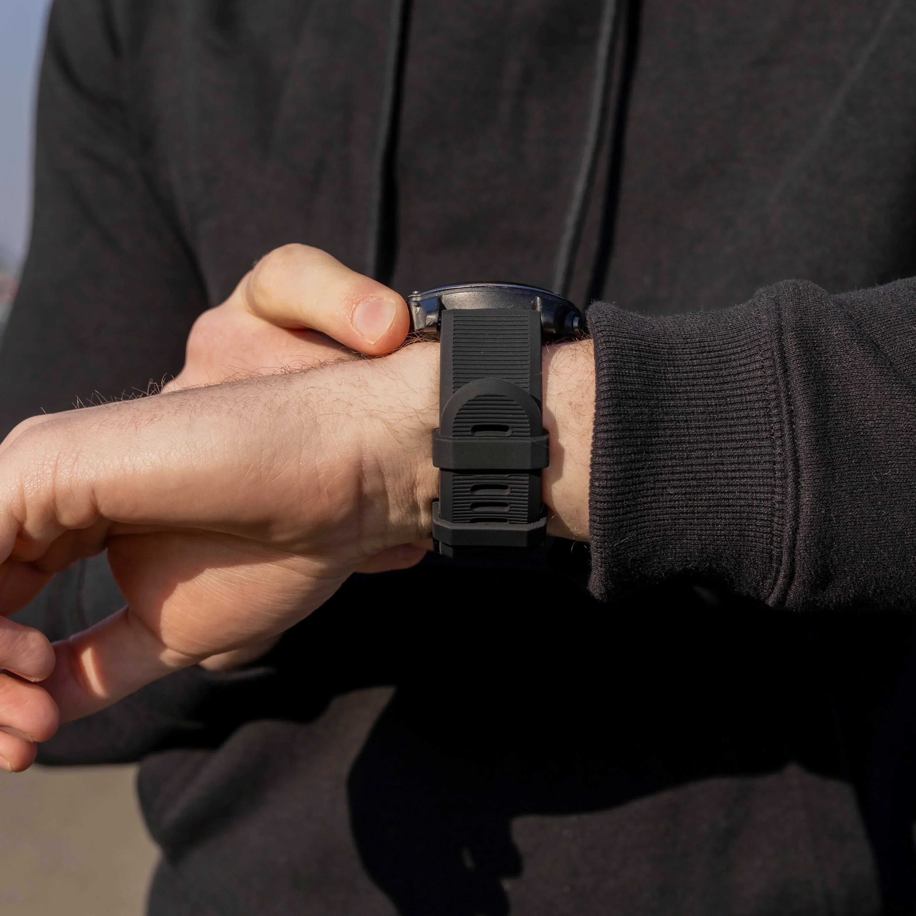 Curea de ceas din silicon negru pentru Garmin Fenix 5 Plus și Fenix 6 Pro