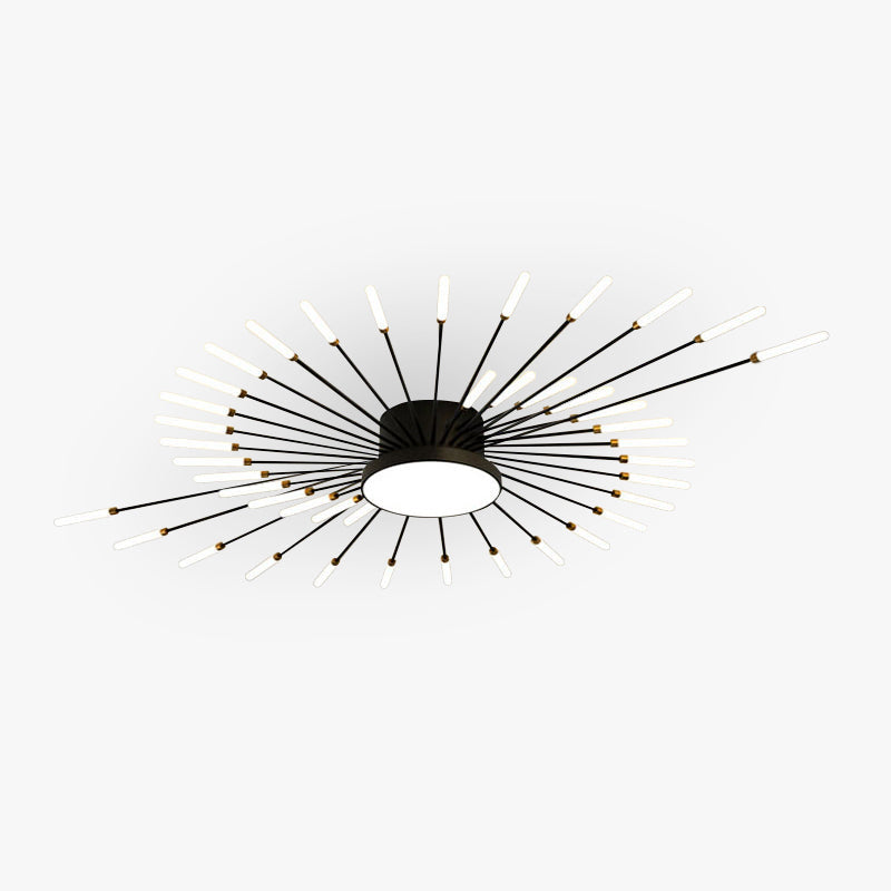 Plafonnier LED Fireworks Sunburst moderne noir et doré | Ormexis