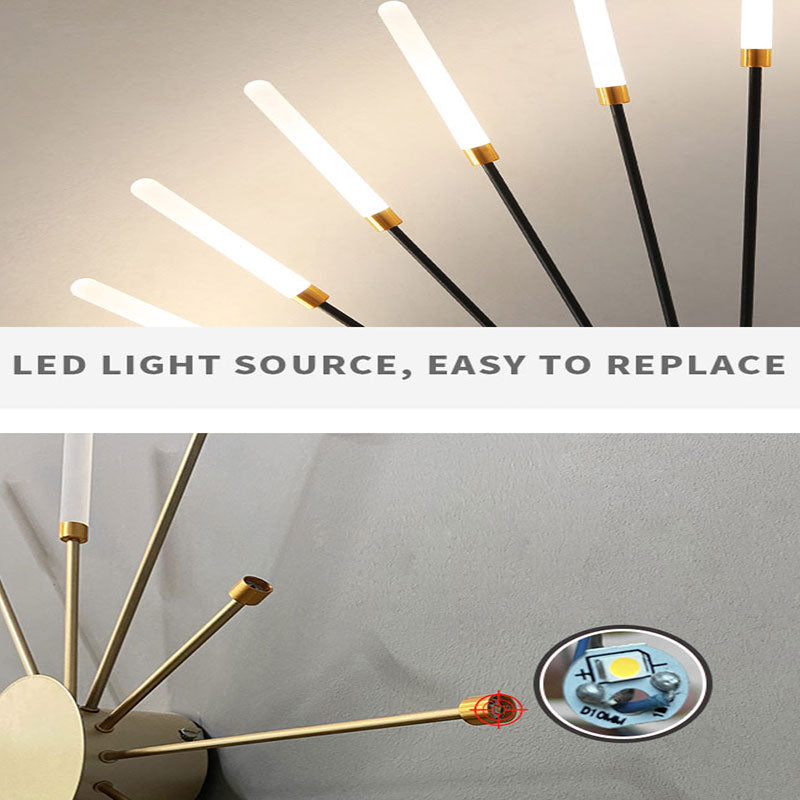 Plafonnier LED Fireworks Sunburst moderne noir et doré | Ormexis