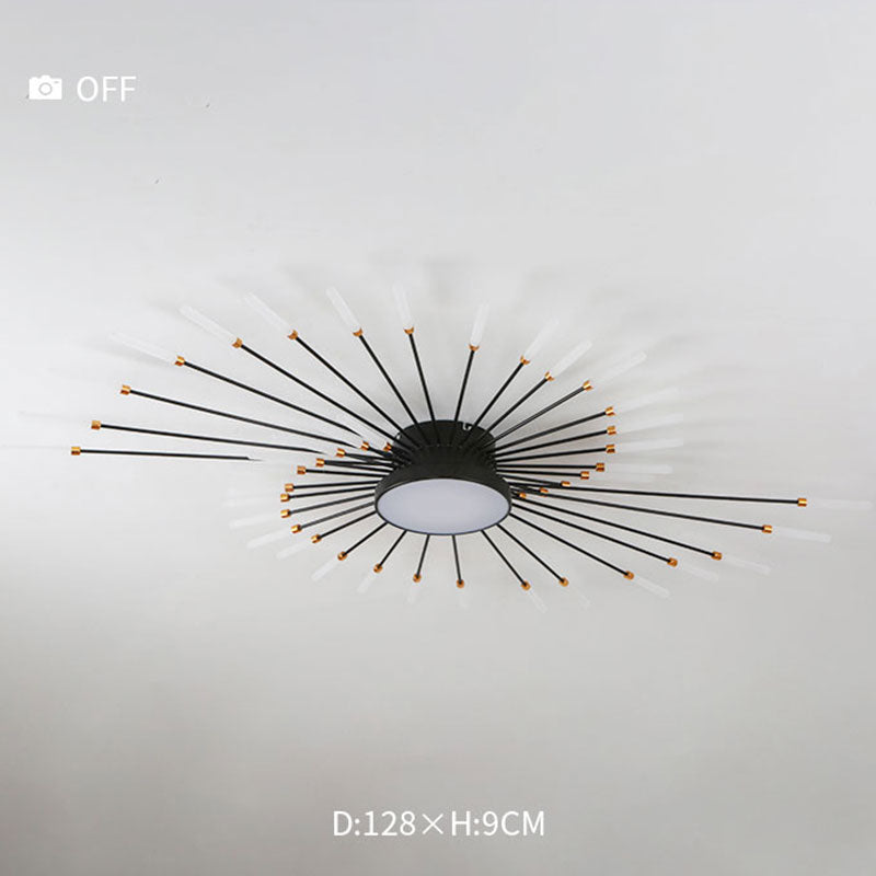 Plafonnier LED Fireworks Sunburst moderne noir et doré | Ormexis