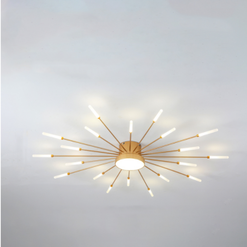 Plafonnier LED Fireworks Sunburst moderne noir et doré | Ormexis