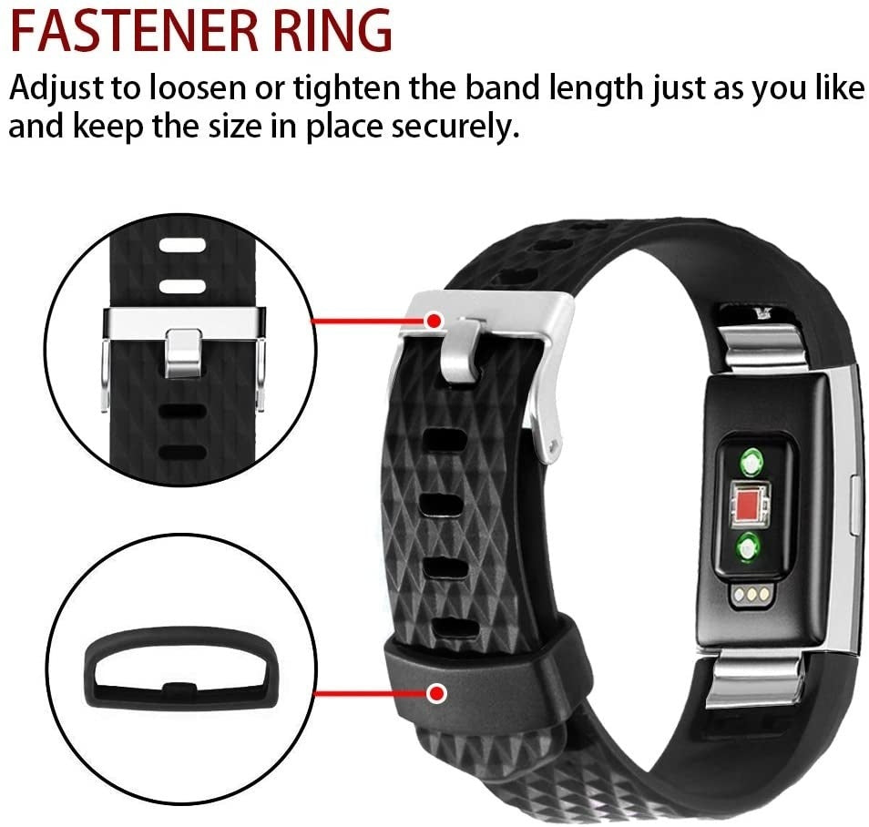 Cinturino in silicone Fitbit Charge 2 da orologio Black Diamond