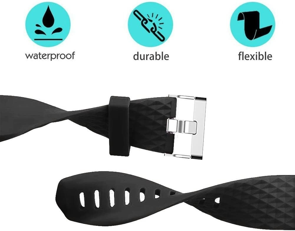 Cinturino in silicone Fitbit Charge 2 da orologio Black Diamond