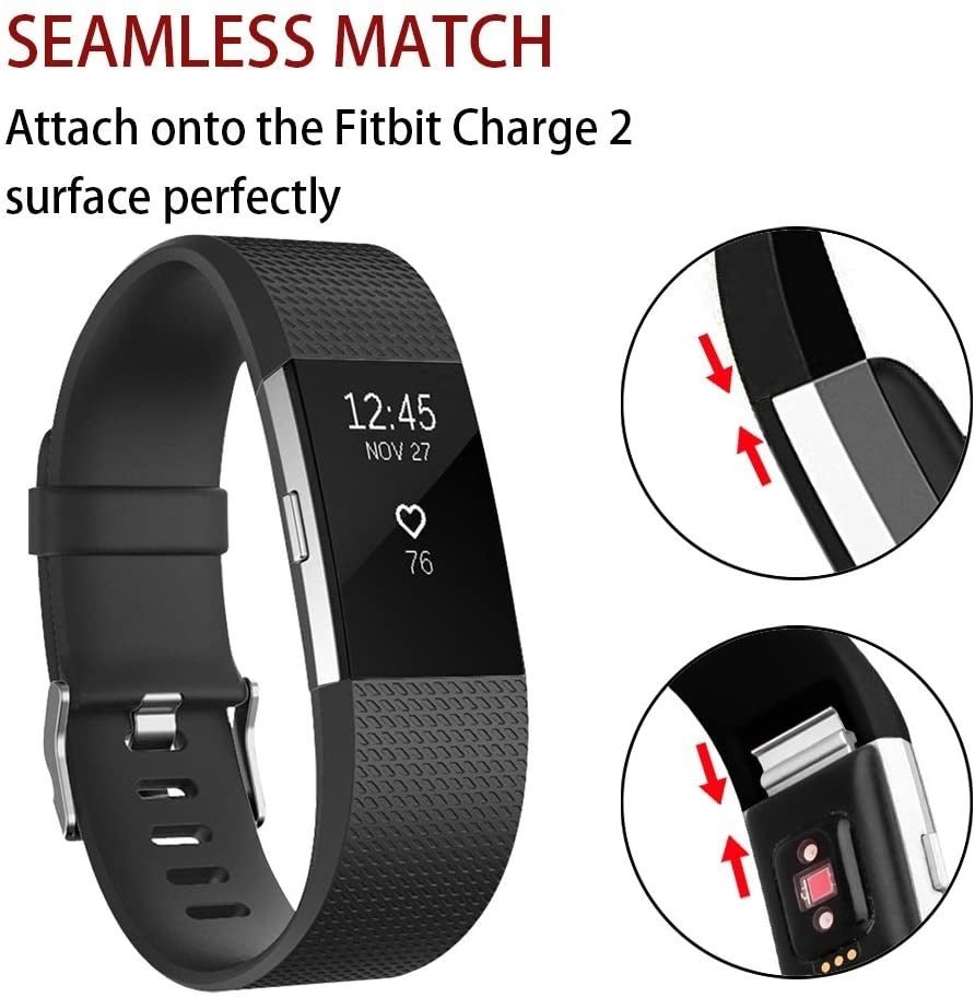 Silicone Band With Buckle Closure For Fitbit Charge 2 In Black