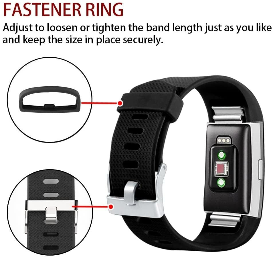 Silicone Band With Buckle Closure For Fitbit Charge 2 In Black