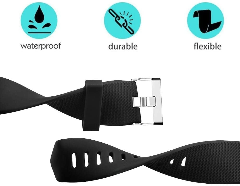 Silicone Band With Buckle Closure For Fitbit Charge 2 In Black