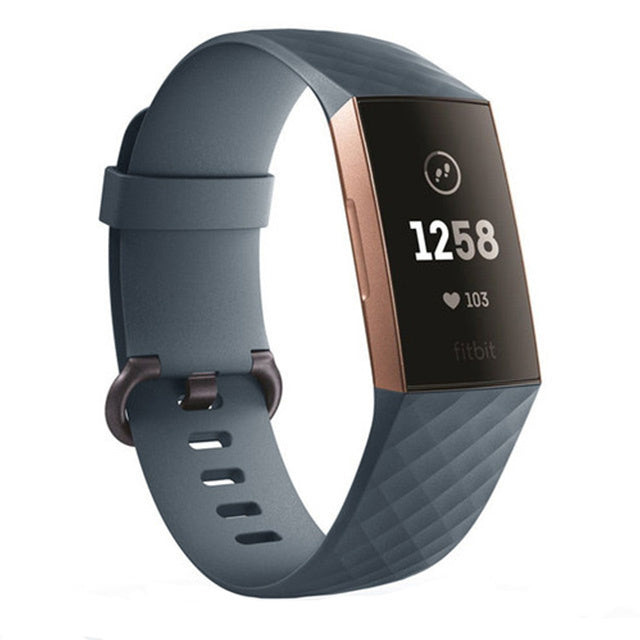 Fitbit Charge 4 Silicone Band In Gray Blue With Diamond Texture