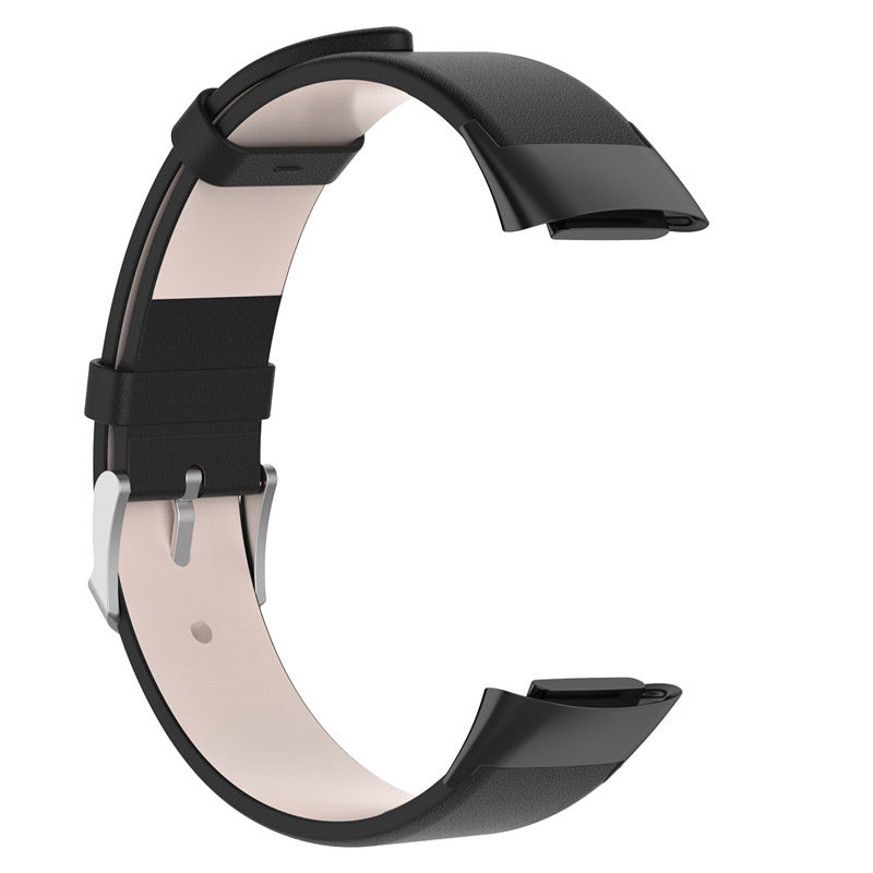 Tidløs sort læderrem til Fitbit Charge 5-armbånd