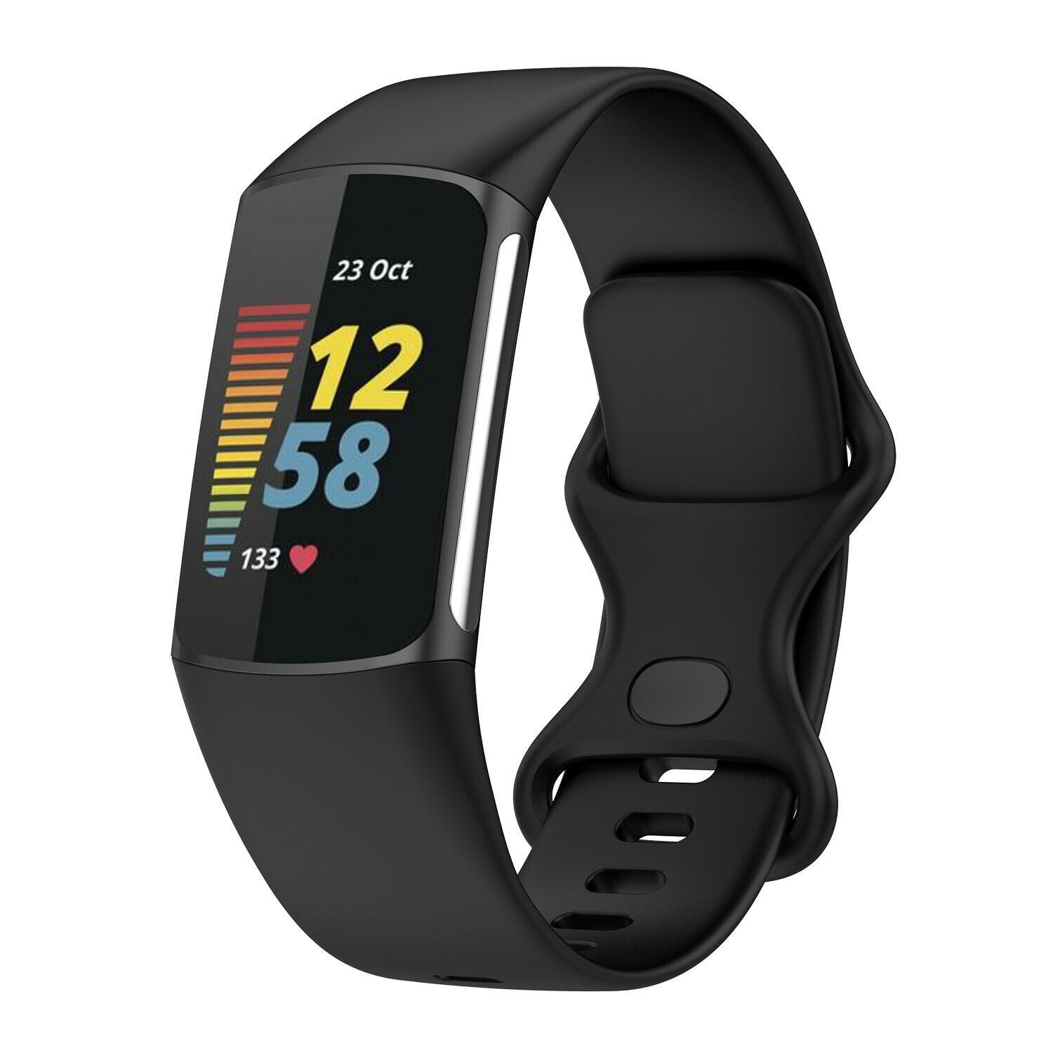 Cinturino di ricambio in silicone nero Fitbit Charge 5 per comfort tutto il giorno