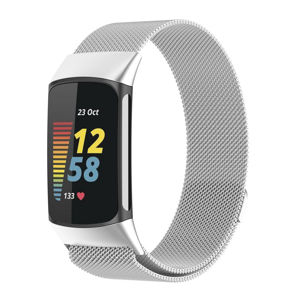 Fitbit Charge 5 sølv Milanese-rem til klokken