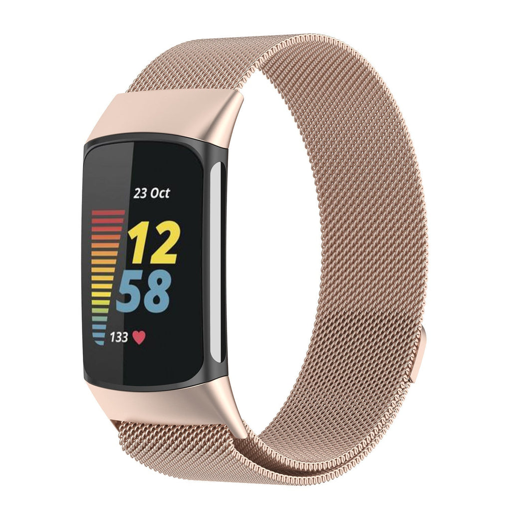 Samppanjanvärinen Milanese-ranneke Fitbit Charge 5 -kelloon