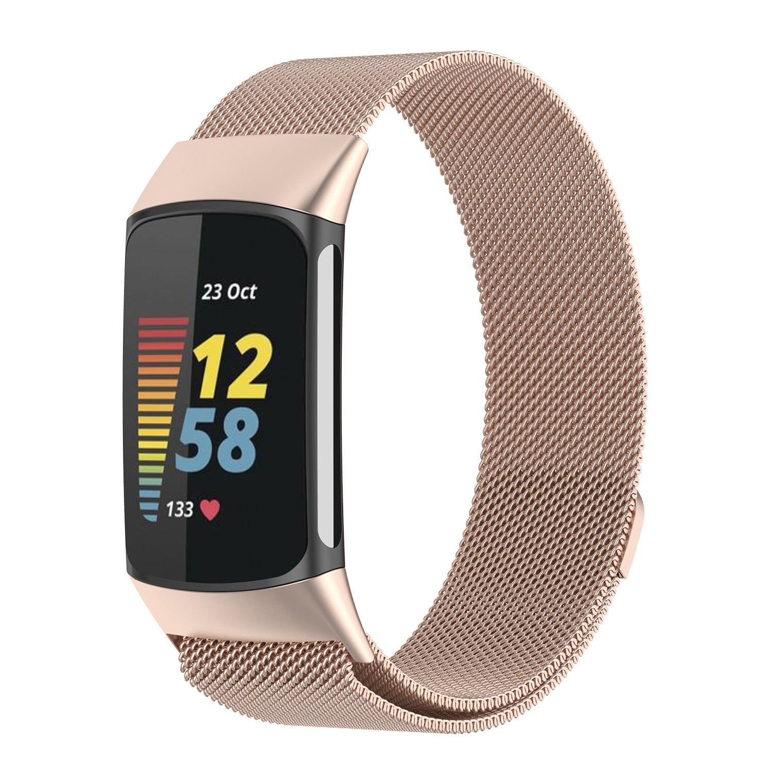 Samppanjanvärinen Milanese-ranneke Fitbit Charge 5 -kelloon