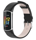 Tidløs sort læderrem til Fitbit Charge 5-armbånd