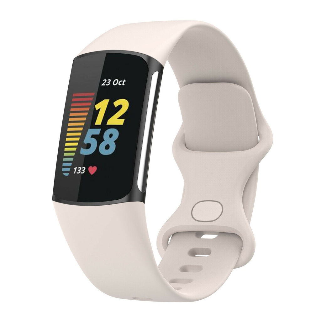 Off White farvet Fitbit silikonerem til Charge 6