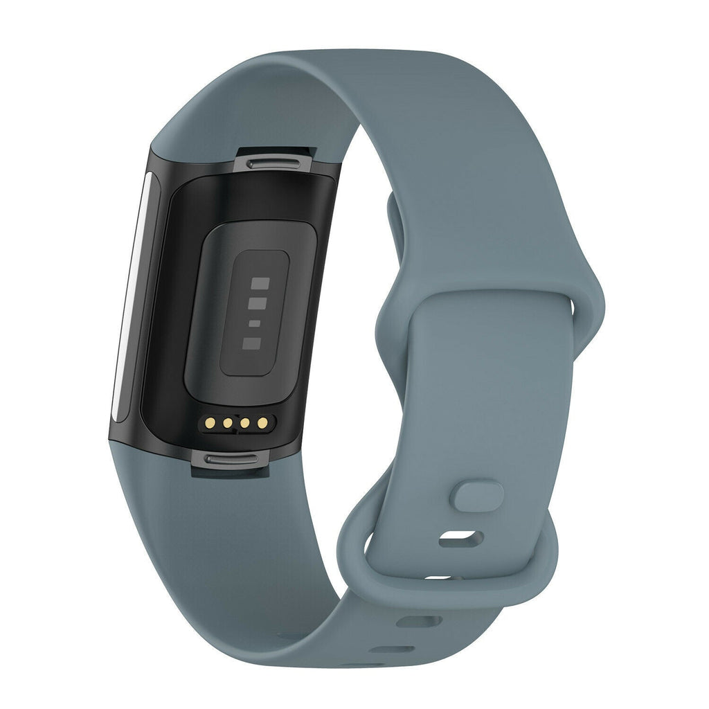 Fitbit Charge 5 Silicone Replacement Strap In Grey Blue