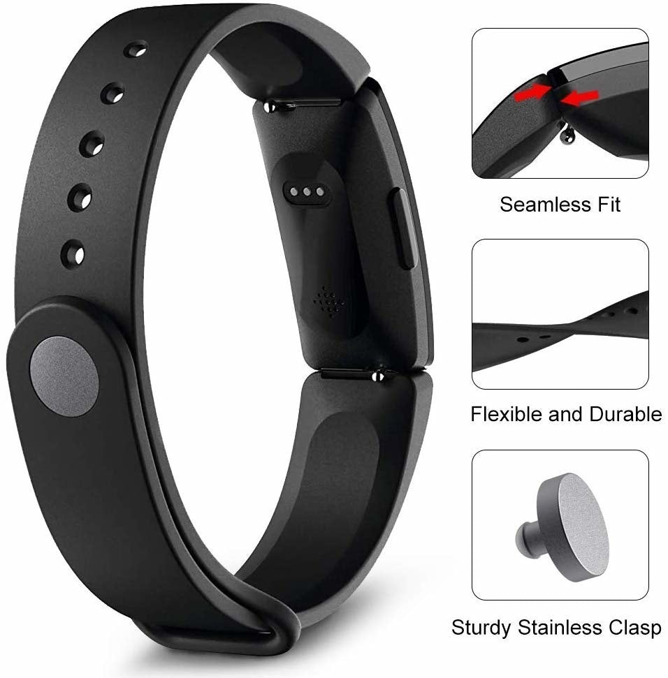 Fitbit Inspire用ブラックシリコン交換バンド