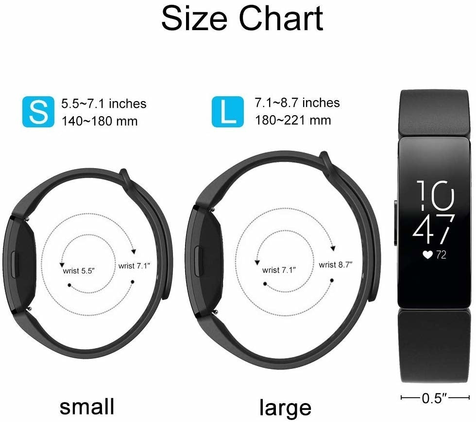 Fitbit Inspire用ブラックシリコン交換バンド