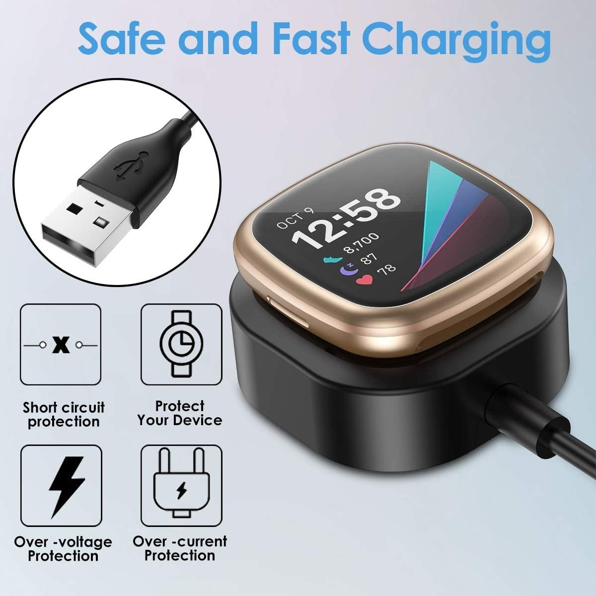 Smartwatch Charging Cable For Fitbit Sense And Sense 2
