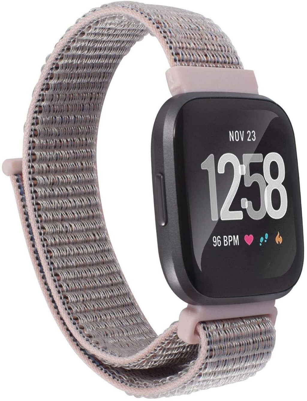Elegantní růžový nylonový řemínek na zápěstí pro hodinky Fitbit Versa 2