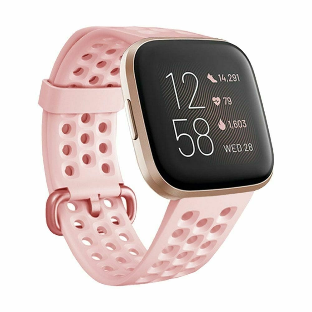 Fitbit Versa Armband, passend für Versa 2, aus atmungsaktivem pinkfarbenem Silikon