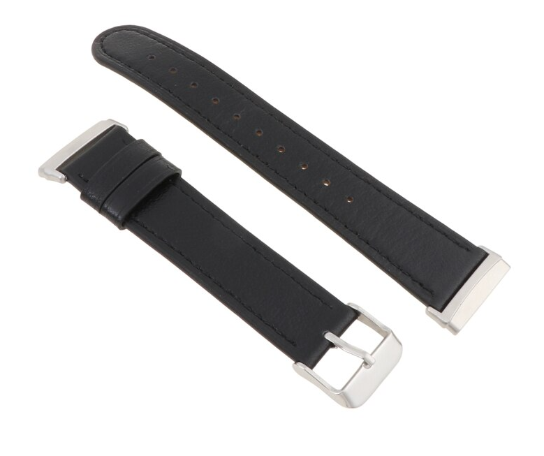 Glattes schwarzes Lederarmband als Ersatz für Fitbit Versa 3