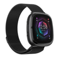 Correia de Malha Milanesa Preta Compatível com Fitbit Sense 2