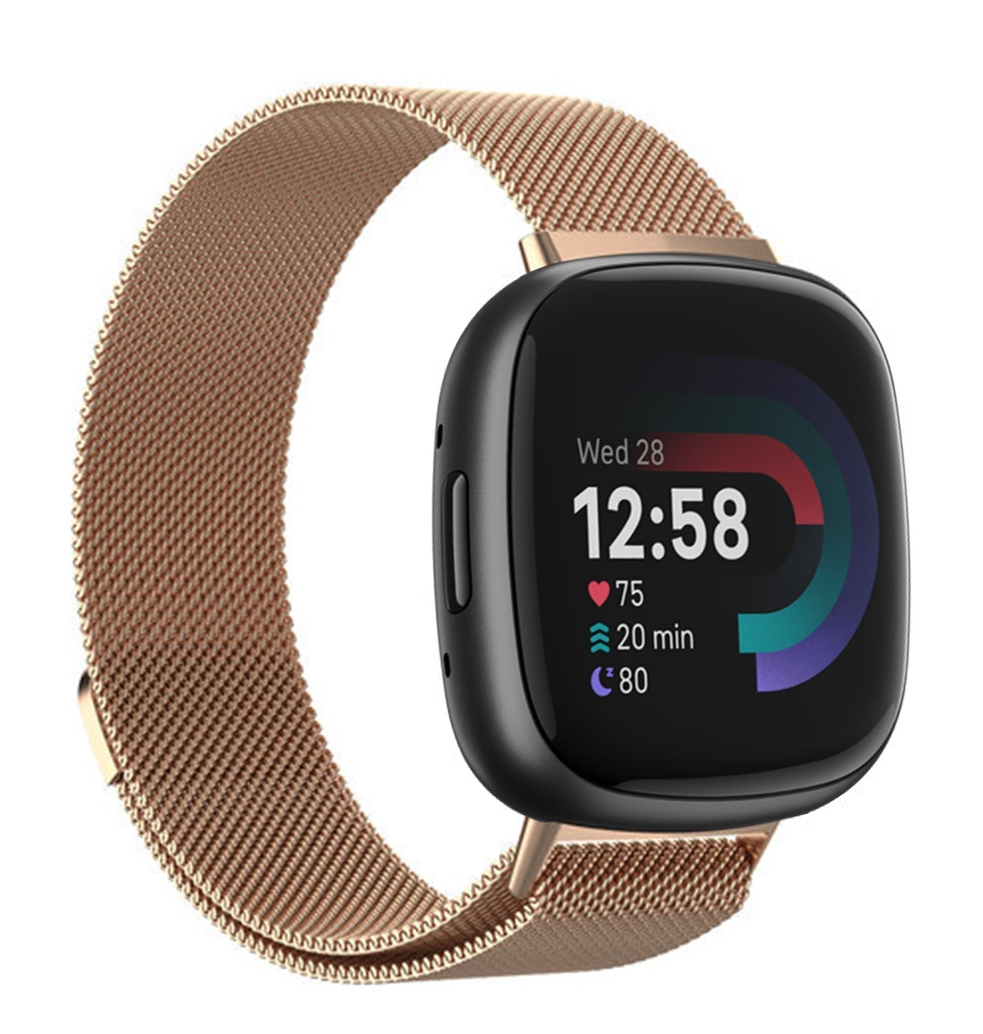 Fitbit Versa 4 Ersatzarmband mit Milanese-Armband in Roségold